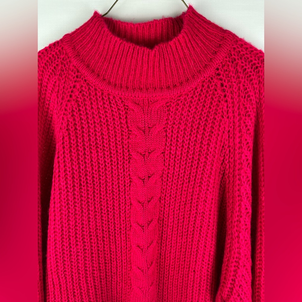 NWT VINTAGE Sostanza Size L FUCHSIA Knit  Turtleneck, Sweater Long Sleeve, NOS